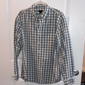 J Crew Men's Blue and White Checkered Shirt